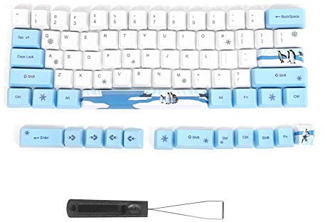 Hopcd Cinco Caras teñido Anime Estilo PBT Teclado mecánico Reemplazo Botón Keycaps Set DIY sublimación PBT Keycaps - 73 PCS(Pingüinos)