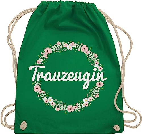 Shirtracer Turnbeutel Rucksack - JGA Junggesellenabschied Frauen - Trauzeugin - Blumenkranz - Unisize - Grün - hen party accessories brauttaschen jungesselnabschied bridemaid stoffrucksack