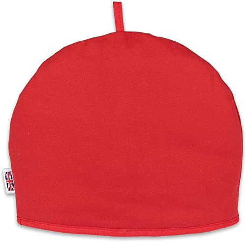 Muldale Red Tea Cosy for Teapot Large - Insulated 100% Cotton Extra Thick Wadding - Designed in England - Tea Cosy Covers Fit 1 to 6 Cup Neutral Textiles