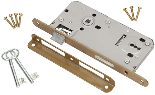 KOTARBAU® Serrure à larder pour porte intérieure 90 x 50 mm - Version serrure à clé universelle droite et gauche