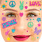 Party Factory Face Tattoo Flower Power, temporäres Glitter Gesichtstattoo für Motto Party, Halloween & Karneval, Kinder & Erwachsene