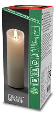 Konstsmide LED Echtwachskerze, cremeweiß, mit 4h und 8h Timer, 1 warm weiße Diode, batteriebetrieben, Innen - 1882-185