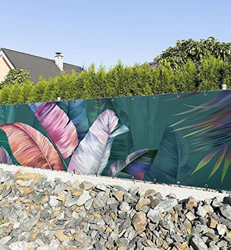 MyMaxxi Zaunbanner Sichtschutz ? tropischer Blätterwald bunt - Abdeckung für Terrasse Zaun - Windschutz Sonnenschutz Blickdicht - Zaunverkleidung wetterfest -