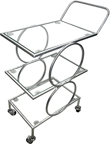DARO DEKO Metall Servierwagen Silber - 75cm hoch - Glas Etagenwagen