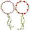PLULON 2 Stück Blumenkrone Stirnband Frauen Girlande Stirnband Haar Blumenkranz Boho Kopfschmuck für Mädchen Hochzeit Festival Haarschmuck (Rot + Rosa)
