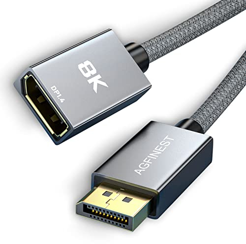 DisplayPort Verlängerung [VESA-Zertifiziert], 8K@60Hz 4K@144Hz 2K@240Hz, HBR3 32.4Gbps, HDR, DSC 1.2, HDCP 2.2, G-Sync&FreeSync, DP 1.4 Kabel für Laptop, GPU, Gaming-Monitor, TV, PC VR Headset (2M)