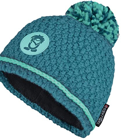 Trollkids Mädchen Hemsedal Bommelmütze, Blaugrün/Wasserblau, Größe 2-5 Years; 48-52cm