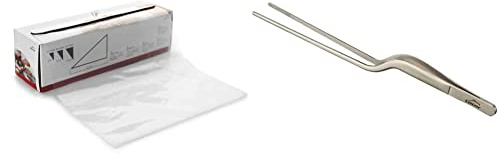 LACOR - 68939 - Manga Pastelera desechable, 100 Unidades, Ideal para croquetas, Churros, Decorar Tartas, Nata, Crema o Merengue, 40 cm & Pinza, Acero Inoxidable, Gris, 21 cm
