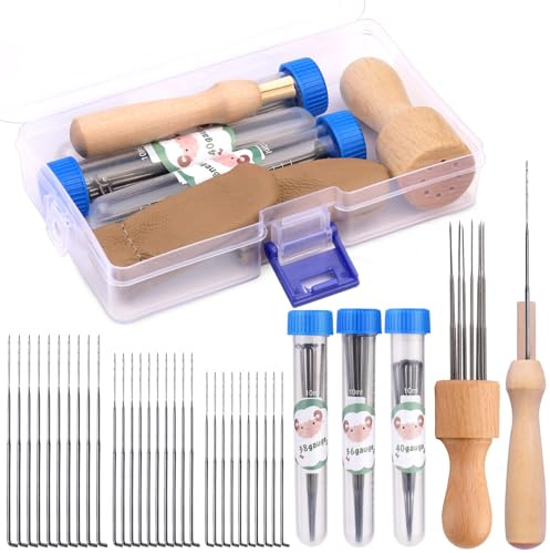 Doxiru Needle Felting Tools Kit, 3 Sizes Felting Needles, Wooden Handle | 3 Sizes Felting Needles With 1/8 Wooden Handle, Suitable for Beginners And Professional Needle Felting Supplies