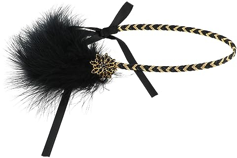 WLLHYF Serre-tête style années 1920-1920, bandeau vintage à plumes et cristal, accessoire de fête Gatsby pour femme (diamant noir)