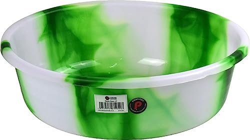Tie-Dye Colour Plastic Round Wash Basin (Green, 8L 14 Approx)