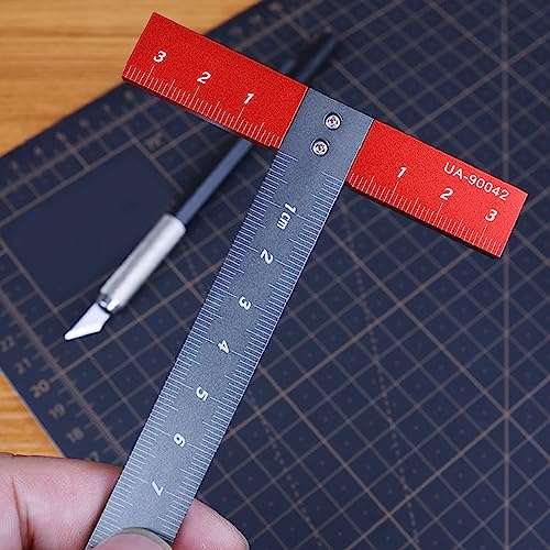 T-förmiges Lineal, Aluminiumlegierung, leicht, quadratisch, T-Lineal, genaue Skala für Holzbearbeitung