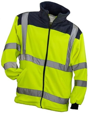 Luckyberg Fleecejacke Warm Arbeitsjacke | Arbeitspullover für Damen und Herren. Fleecejacke mit reflektierenden Streifen in Neongelb oder Neonorange Farbe. (M, Gelb)