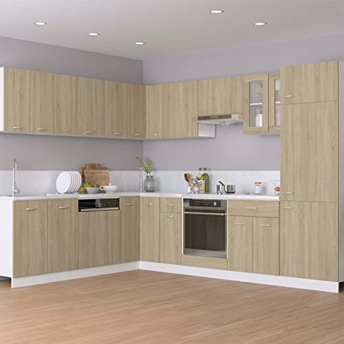 LAPOOH Armario de Horno Madera contrachapada Color Roble 60x46x81,5 cm, Muebles Cocina, Mueble Microondas, Meubles De Cuisine, Alacena Cocina