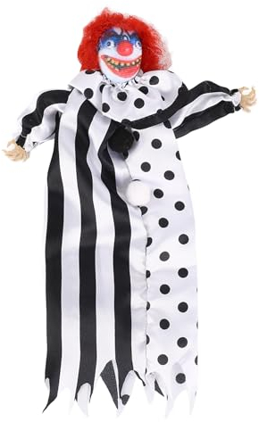 CDQL Halloween-Clown-Puppe, Gruselige, Unheimliche Clown-Puppe, Dekoration, Hängende Clown-Puppe, Ornament für Horror-Themen-Aktivitäten(Schwarz)