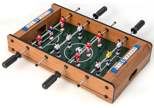 COSTWAY Mini Tischkicker, Tischfußball für 2 Spieler mit robustem Griff, 2 Fußbällen & Anzeigetafel, Kickertisch Fußballtisch aus Holz für Erwachsene und Kinder, 51 x 30,5 x 9cm