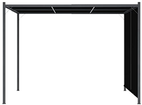 Homgoday Pergola da Giardino con Tetto Retrattile 3x3 m Antracite, Mobili per Casa Interno Esterno Soggiorno Camera da Letto