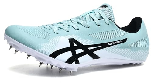 NGARY Herren Leichtathletikschuhe with 8 Spikes Track & Field Schuhe Trainingswettbewerb Weitsprungschuhe Junior Sprint Für Jugendliche, Jungen Und Mädchen,Moon,36 EU