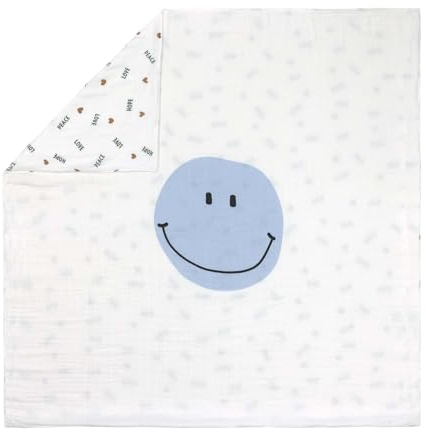 LÄSSIG Babydecke Wickeldecke Kuscheldecke kuschelig weich atmungsaktiv/Heavenly Soft Blanket Happy Rascals Smile