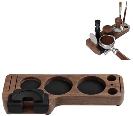 Primst Espresso Tamping Station, Coffee Tamper Holder Wooden Espresso Tamp Mat Portafilter Stand for Kitchen, Bar, Restaurant, Café (walnut wood)