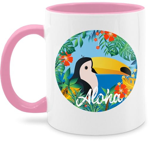 Tasse Tassen 325ml - Karneval & Fasching - Aloha Tukan - Hawaii Aloha Party Hawaiian Hawaii-Kleidung Karibik - 325 ml - Rosa - karnevalstasse fasching- carnevale karnevals faschings verkleidet
