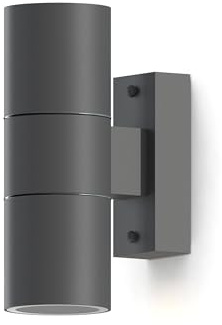 CALEX Turin Wandleuchte, für Außen & Innen, 2x GU10 Fassung, Zylinderform, Up & Downlight, wasserdicht, ohne Leuchtmittel, Anthrazit