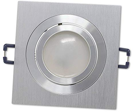 Vonhoff 12x LED Einbaustrahler Set Edelstahl gebürstet eckig 5 Watt neutralweiß 12V MR16 - Einbauleuchte schwenkbar aus Aluminium - 75-85mm Bohrloch 92x92mm Einbau-Spot Decken-Strahler