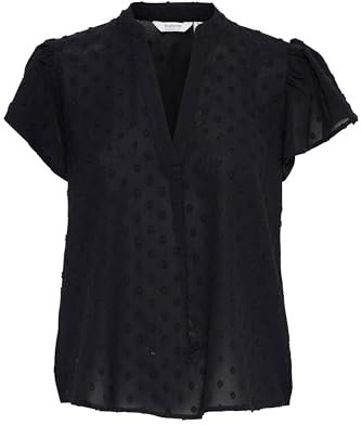 b.young BYJELENA Damen Bluse Shirt Kurzarmbluse mit V-Ausschnitt Regular fit, Größe:42, Farbe:Black (200451)