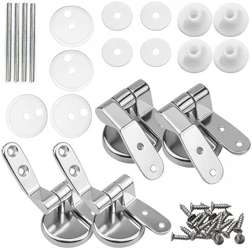 AWOGPID Attaches Charnière Abattant WC, Charniere Abattant WC, Kit Fixations Remplacement pour WC Abattant, Lot de 4 Charnières de Rechange pour Lunette de Toilette avec Fixations en Alliage de Zinc