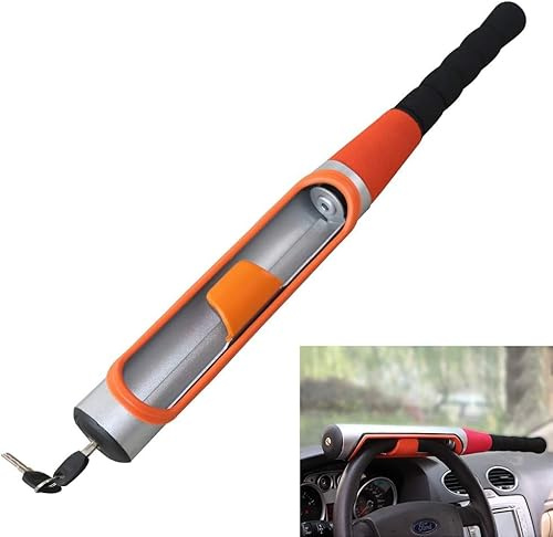 Heavy Duty Universal Baseball Bat Style Car Steering Wheel Lock | Durable Anti-Theft Security Device with Siphonate Keys