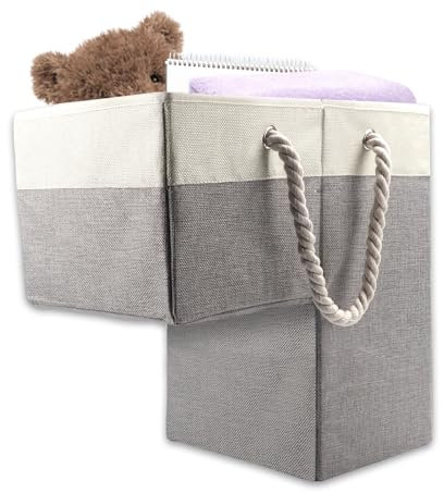 Treppenkorb-Organizer, Stufenkorb Lagerung mit Griffen, Faltbarer Filz-Treppenkorb, L-Form-Treppenkorb Organizer, Treppen Organizer für Aufbewahrung, Organizer, Heimdekoration (Grau)