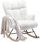 Aunekiv Rocking Chair for Nursery, Teddy Upholstered Glider Nursing Chair for Adults, Comfy Rocking Armchair Indoor for Living Room Bedroom, White