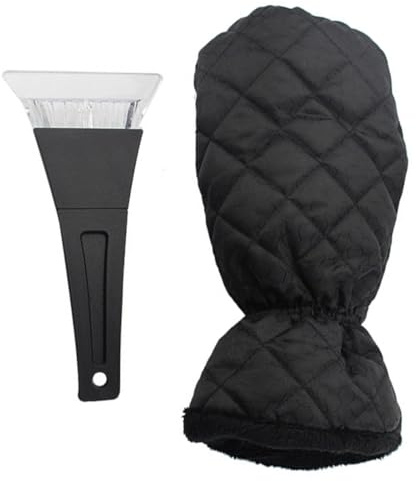 Peosaard Snow Removal Gloves Windscreen Scraper Thick Fleece Snow Ice Remover Mitts Waterproof for Car Thick Fleece Snow Remover
