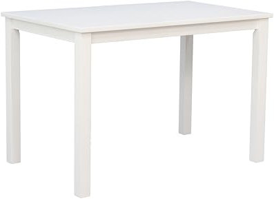 Woodroom Esstisch Kota 110x70 cm – Massivholz Hevea, lackiert, Farbe Weiß – Kleiner Küchentisch, Esszimmertisch, platzsparend, stabil & pflegeleicht