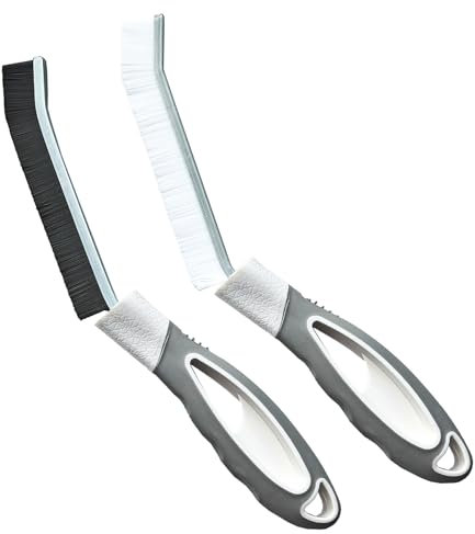 Lot de 2 brosses de nettoyage pour salle de bain, carrelage de salle de bain, outil de nettoyage en aluminium pour la maison, la cuisine, les toilettes, les fenêtres, les robinets, les joints, la