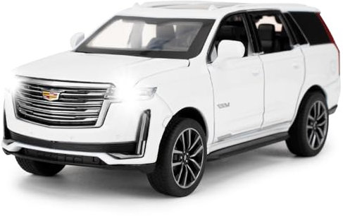 BGHSCA 1:32 scala auto modello compatibile per collezionisti Escalade SUV Diecast Toy Vehicle, lega di zinco Pull Back auto giocattolo con suono e luce per adulti ragazzi ragazze 3 4 5 6 7 8 (bianco)