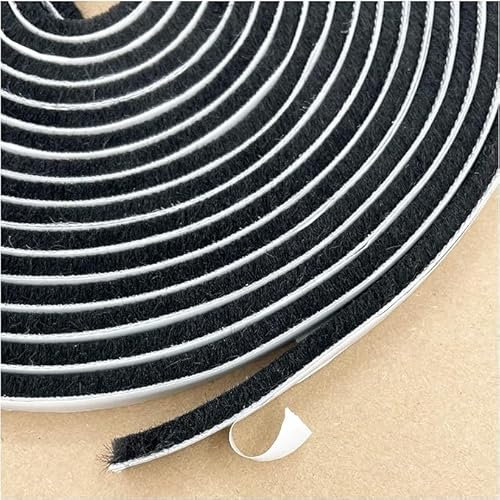 JITIFAZH Self-Adhesive Brush Weather Stripping, 10m(L) x 9mm(W) x 5mm(T) Window Frame Seal Weatherstrip, Door Seal Strip Draught Excluder, Black
