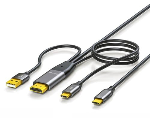 chenyang Cavo HDMI a USB C 4k@60Hz con alimentazione USB, supporta display touch per host collegato a schermo portatile/occhiali VR da 6,56 piedi/2,0 m