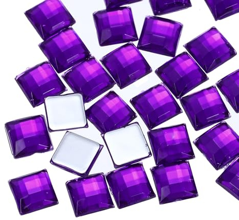 QUARKZMAN 50 pezzi di strass quadrati in acrilico con retro piatto da 8 mm, diamanti quadrati in acrilico per artigianato, pittura del viso, creazione di bigiotteria, viola scuro