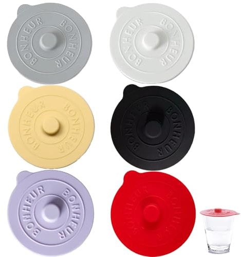 6 PCS Silicone Vacuum Lids, Lock Tight Lids, Cup Covers for Drinks, Food Glass Cup Covers, Keep Your Drinks Fresh and Anti-Dust, for Coffee Mugs Tea Mugs Wine Mugs Beer (6 Colors)