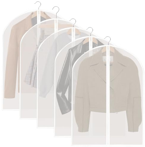 Lytonix 5 Stück KleiderschutzhüLle 60 x 80 cm, Staubdicht, Transparente | Kleidersäcke mit Reißverschluss, Waschbar, Feuchtigkeitsbeständig Schimmelresistent Kleidersack Kurz für Hemden, Anzüge