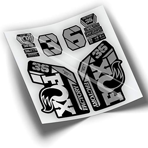 REF:VP425 Stickers Compatible with FOX 36 2021-2024 KASHIMA MTB Fork, Stickers, Stickers, Decals for Mountain Bikes. (SILVER CHROME)