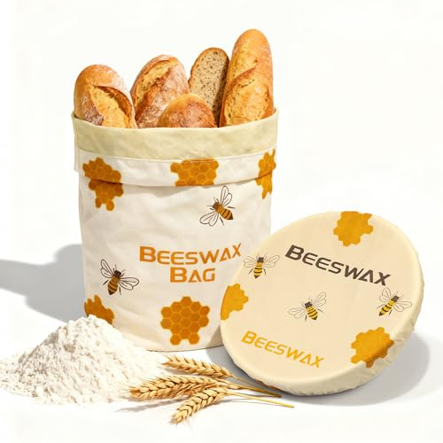 OHIYO Beeswax Bread Bags for Homemade & Reusable Bowl Cover for Proofing, Elastic Sourdough Bowl Cover, Bread Baker Set
