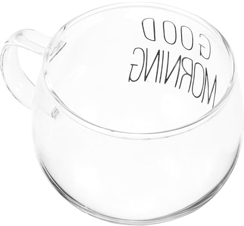 COLLBATH Tasse en Verre 400ml Anse, Gobelet Transparent | Facile à Nettoyer, Bord Lisse, 400ml, Usage Petit Déjeuner, Boisson Chaude