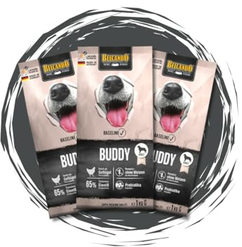 Belcando Baseline Buddy 3x1kg – getreidearmes Trockenfutter für ausgewachsene Hunde Kleiner und mittlerer Rassen – mit Lachsöl & Kräutern – Hundefutter Bundle/Sparpaket