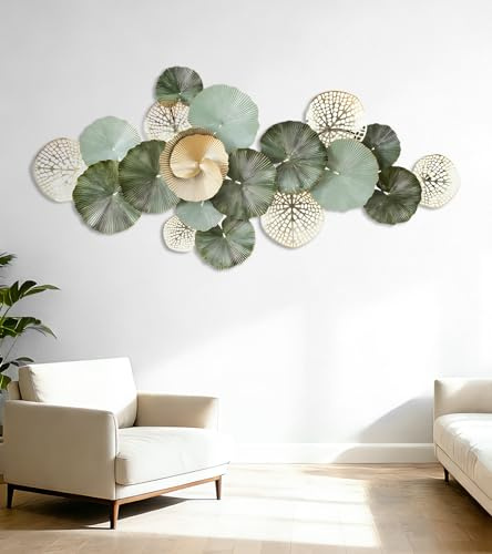 Blissio 2026 Groß Wanddeko,Wandbilder Wohnzimmer,3D Lotusblatt Design - Wanddeko Metall,Dürfen Vertikal oder Horizontal Aufhängen für Sofa Hintergrundwand,Flur,Arbeitszimmer Wand Deko
