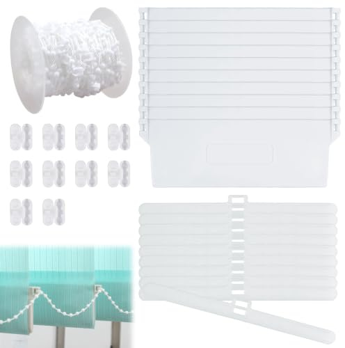 10 Pcs Vertical Blind Repair Kit Blind Weights 127mm with 10m Chain, Top Hangers and Chain Connectors, Slat Curtain Accessories for Vertical Blinds Replacement Parts
