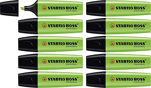 Stabilo Boss Highlighters Chisel Tip Pack of 10 Greenaa