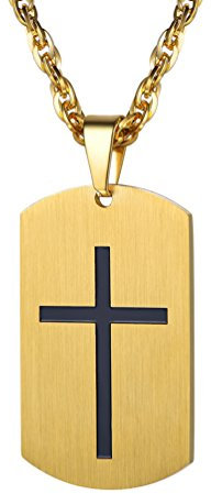 PROSTEEL Cross Necklace for Men, Lord's Prayer Dog Tag Pendant with Adjustable Chain 22-24 Inches 316L Stainless Steel Bible Verse Christian Gifts for Men (with Gift Box)