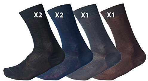 Ciocca Calze uomo corte, pregiato cotone 100% FILO SCOZIA - 6 Paia - tre taglie calze (42/43, Assoritmento Scuri)